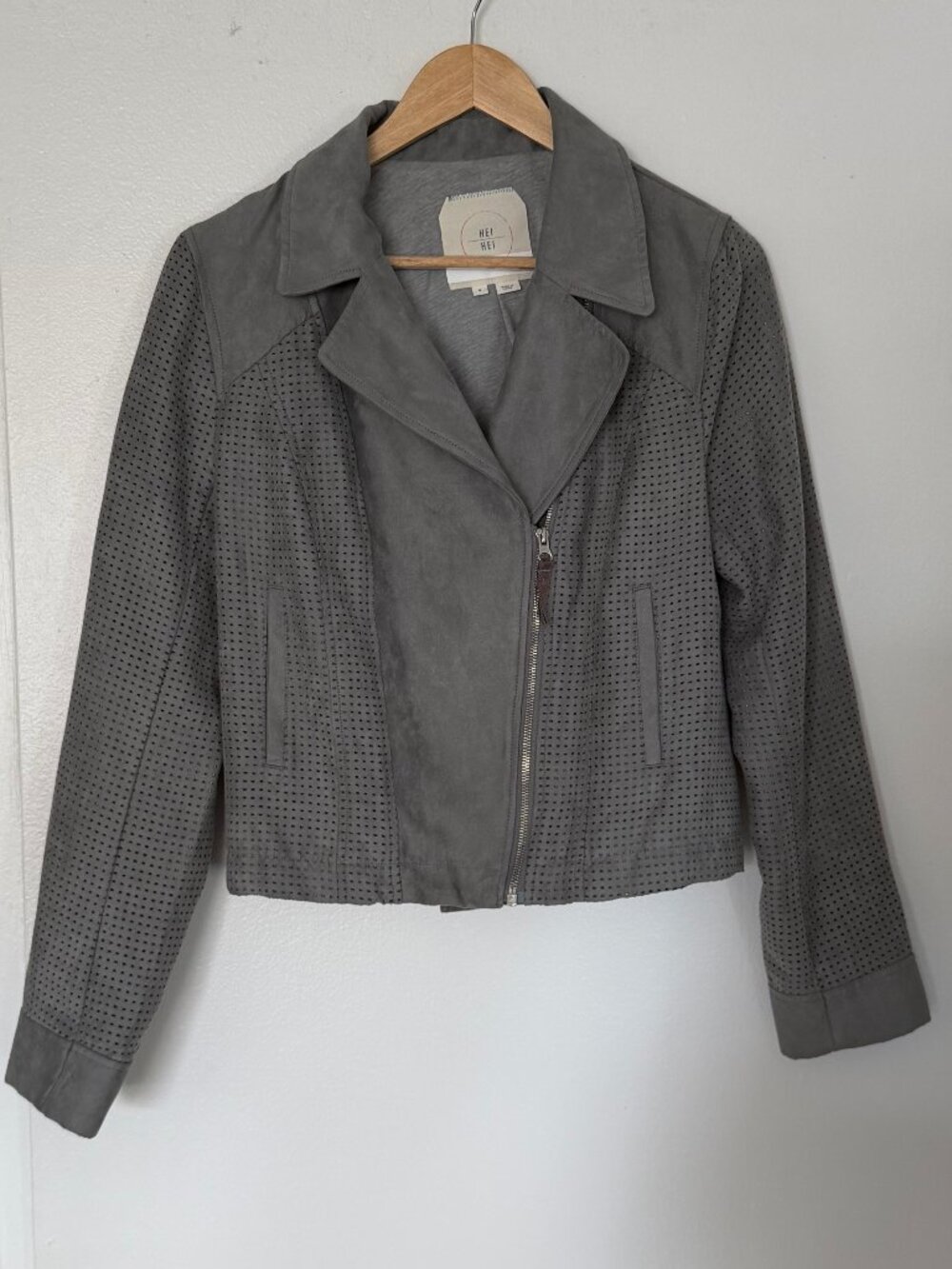 ANTHROPOLOGIE HEI HEI VEGAN SUEDE MOTO JACKET SIZE M